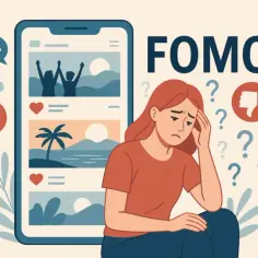 Smutna dziewczyna zmartwiona tym, co widzi w mediach społecznościowych. Czy to FOMO?