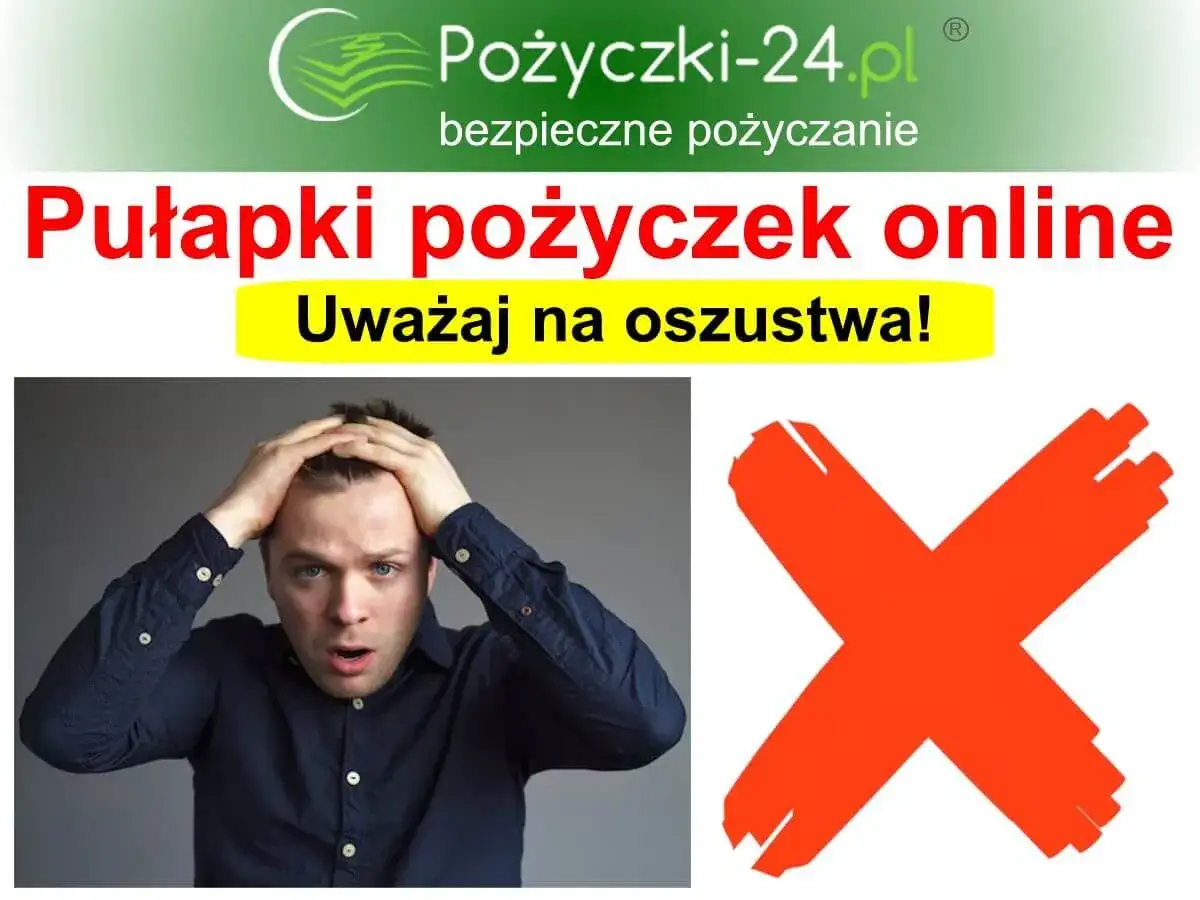 Przerażony mężczyzna z rękami na głowie i czerwony znak 