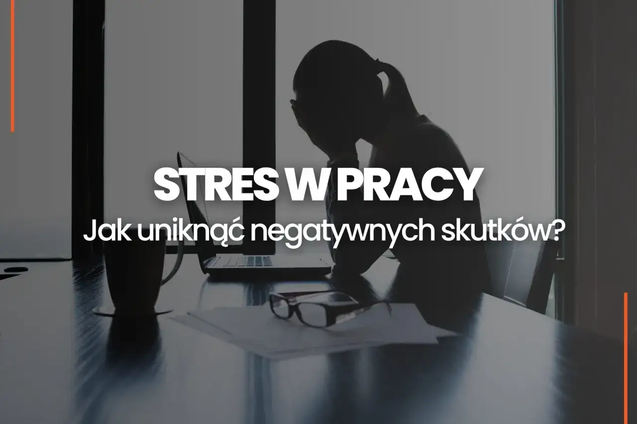 Sylwetka osoby przy biurku, z rękami na głowie, w cieniu. Napis: